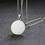 Stainless Steel Round Dog Tag Personalized Engraved Letter Necklace Pendant Chain Unisex