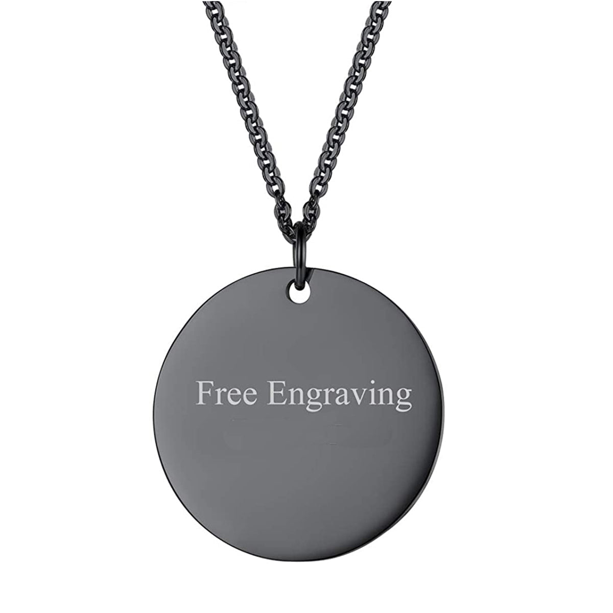 Stainless Steel Round Dog Tag Personalized Engraved Letter Necklace Pendant Chain Unisex