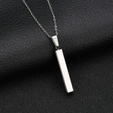Stainless Steel Silver Slim Link Personalized Engraved Letter All Side Necklace Pendant Chain Unisex