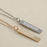 Rectangular Vertical Dogtag Stainless Steel Personalized Engraved Letter Necklace Pendant Chain Women