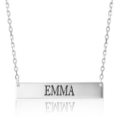 Rectangular Stainless Steel Personalized Engraved Letter Necklace Pendant Chain Women