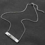 Rectangular Stainless Steel Personalized Engraved Letter Necklace Pendant Chain Women