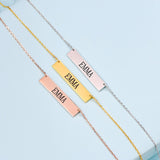 Rectangular Stainless Steel Personalized Engraved Letter Necklace Pendant Chain Women