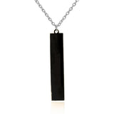 Rectangular Vertical Dogtag Stainless Steel Personalized Engraved Letter Necklace Pendant Chain Women