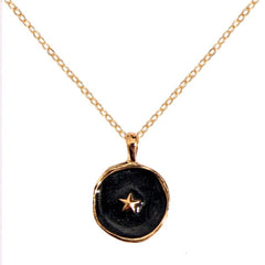 Copper Star Black Gold Enamel Necklace Pendant Chain For Women