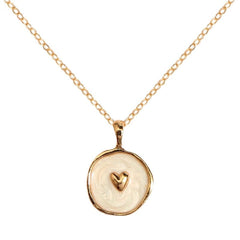 Copper Heart White Gold Enamel Necklace Pendant Chain For Women