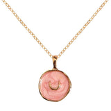 Copper Pink Gold Enamel Necklace Pendant Chain For Women