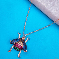 Copper Honeybee Studded Rose Gold Copper Necklace Pendant for Women