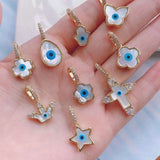 Evil Eye Clover Mother of Pearl 18K Gold Necklace Pendant for Women
