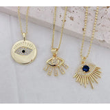 Evil Eye Lash Cubic Zirconia 18K Gold Copper Pendant Chain for Women