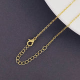 Love Heart Ink Blue Mother of Pearl 18K Gold Copper Pendant Chain Women