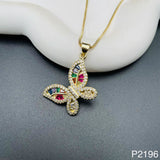 Cute Butterfly Charms Cubic Zirconia 18K Gold Necklace Pendant Chain For Women