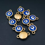 Alloy Enamel Evil Eye Blue Gold Charm For Women_PK_OF_10