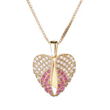 Angle Wings Heart Love Pink Pendant Chain Women