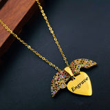 Angle Wings Heart Love Multi Color Pendant Chain For Women