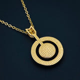 Love Evil Eye Engrave Cubic Zirconia 18K Gold Copper Pendant Chain Women