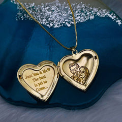 Large White Heart Love Mother of Pearl Openable Photo Frame Pendant Chain for Women