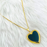 Turquoise Heart Love Mother of Pearl Openable Photo Frame Pendant Chain for Women