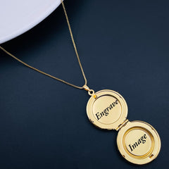 Mother of Pearl Round White Openable Photo Frame Pendant Chain for Women