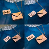 Envelope Engrave Custom Personalized Stainless Steel Necklace Pendant Chain For Women