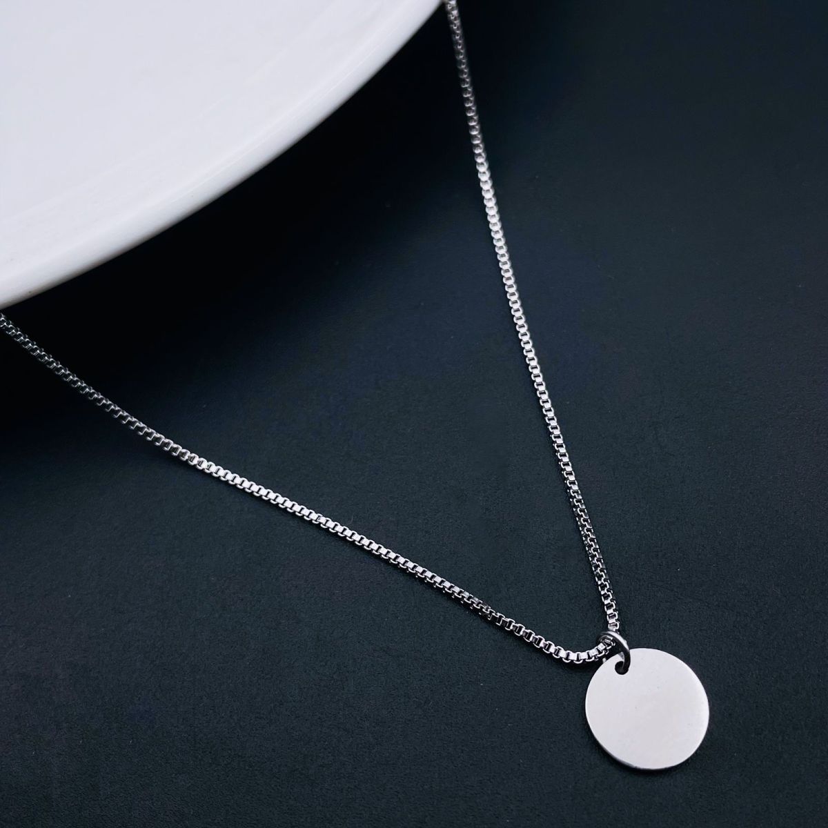 Copper Silver Medallion Charm necklace Pendant Chain for Women