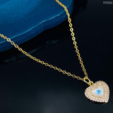 Love Heart Mother of Pearl Evil 18K Gold Pendant chain for Women
