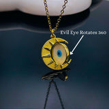 Sun Moon Evil Eye Mother of Pearl 18K Gold Pendant Chain for Women
