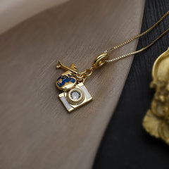 Camera Globe Airplane Charms 18K Gold Anti Tarnish Pendant Chain For Women