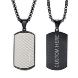 Silver Mesh Cubic Zirconia Black 316L Stainless Steel Dog Tag Customized Personalised Laser Engraved Pendant Chain for Men