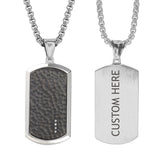 Black Mesh Cubic Zirconia 316L Stainless Steel Dog Tag Customized Personalised Laser Engraved Pendant Chain for Men