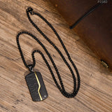 Leather Finish Gold Black 316L Stainless Steel Dog Tag Customized Personalised Laser Engraved Pendant Chain for Men