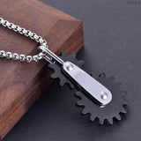 Dual Black Moving Wheel 316L Stainless Steel Customized Personalised Laser Engraved Pendant Chain for Men