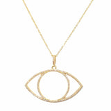 Large Evil Eye Cubic Zirconia 18K Gold Anti Tarnish Pendant Chain for Women