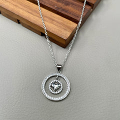 Heart Cubic Zirconia Silver Anti Tarnish Necklace Pendant Chain For Women