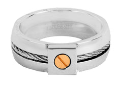 Stylish Surgical Stainless Steel Gold Rhodium Wedding Engagement Band Ring Boys Men