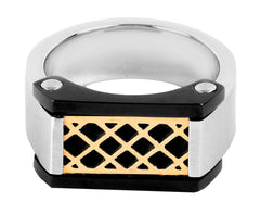 Stylish 316L Surgical Stainless Steel Gold Black Rhodium Wedding Engagement Ring Boys Men