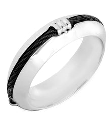 Stylish Surgical Stainless Steel Black Rhodium Wedding Engagement Band Ring Boys Men