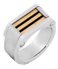 Stylish Surgical Stainless Steel 18k Gold Black Rhodium Wedding Engagement Ring Boys Men
