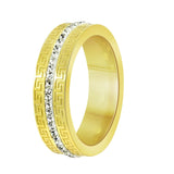Stylish Stainless Steel 18K Gold American Diamond Engagement Band Ring