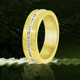 Stylish Stainless Steel 18K Gold American Diamond Engagement Band Ring