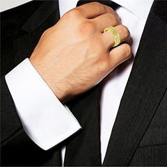 Stylish Stainless Steel 18K Gold American Diamond Engagement Band Ring