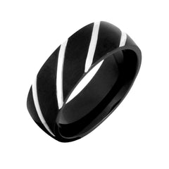 Stylish 316L Surgical Stainless Steel Black Rhodium Wedding Engagement Band Ring Boys Men