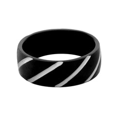 Stylish 316L Surgical Stainless Steel Black Rhodium Wedding Engagement Band Ring Boys Men