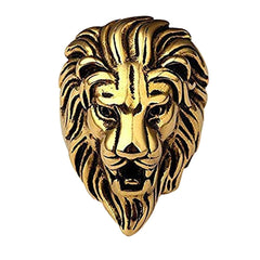 Antique Vintage Oxidise Gold Stainless Steel Lion Head Ring