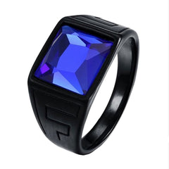 Daily Party Biker Deep Sapphire Blue Black Ring Boys Gents