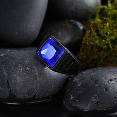 Daily Party Biker Deep Sapphire Blue Black Ring Boys Gents