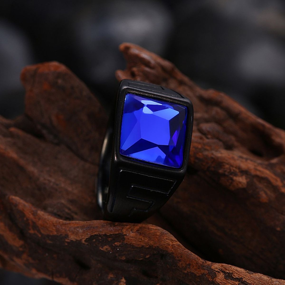 Daily Party Biker Deep Sapphire Blue Black Ring Boys Gents