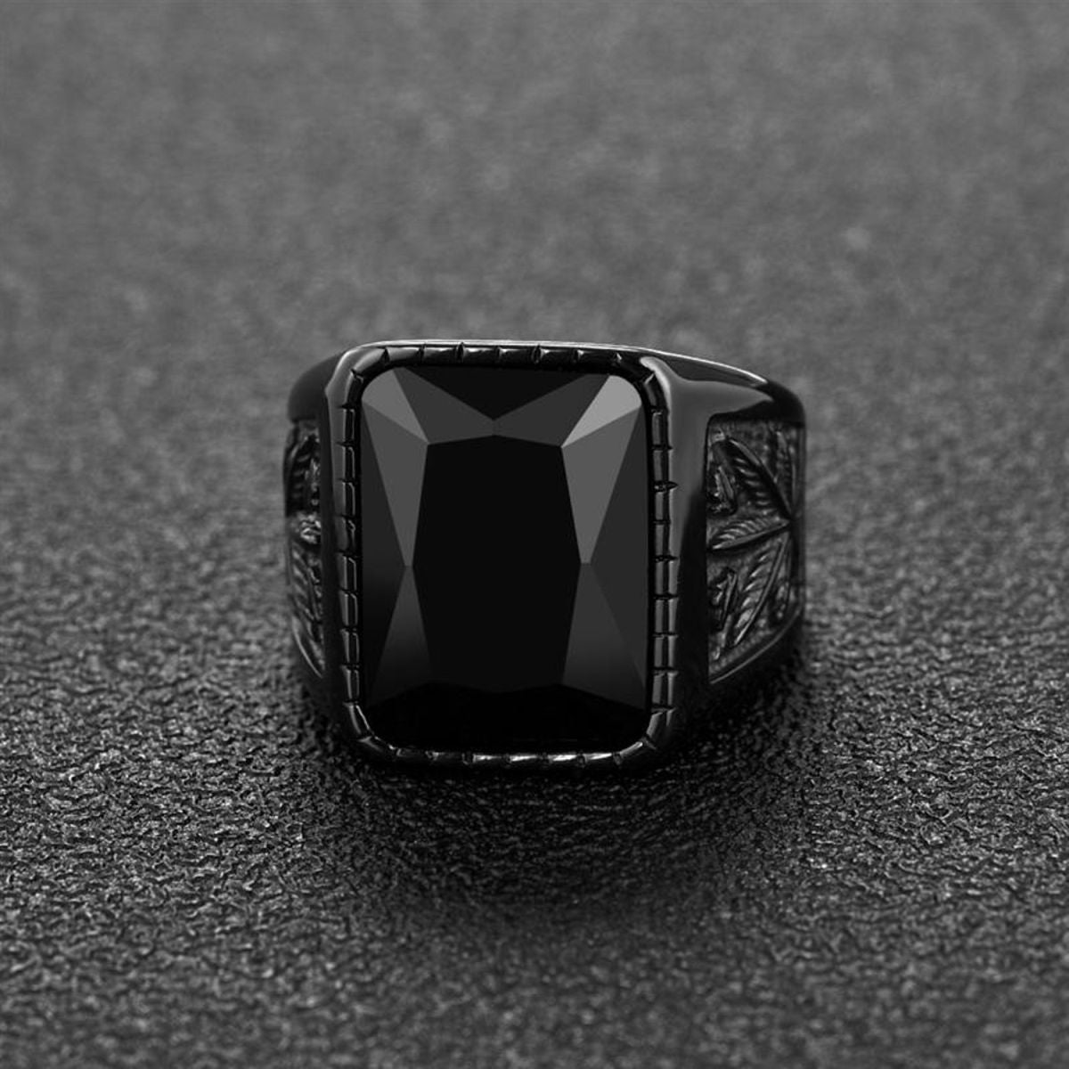 Stylish Daily Party Biker Deep Spinel Black Ring Men Boys Gents