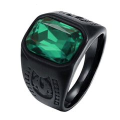 Stylish Daily Party Biker Deep Green Black Ring Men Boys Gents