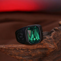 Stylish Daily Party Biker Deep Green Black Ring Men Boys Gents